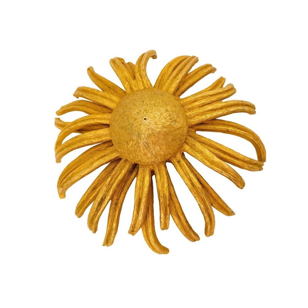 Sculptural Botanical Flower Vintage Figural Brooch Pin Costume Jewelry